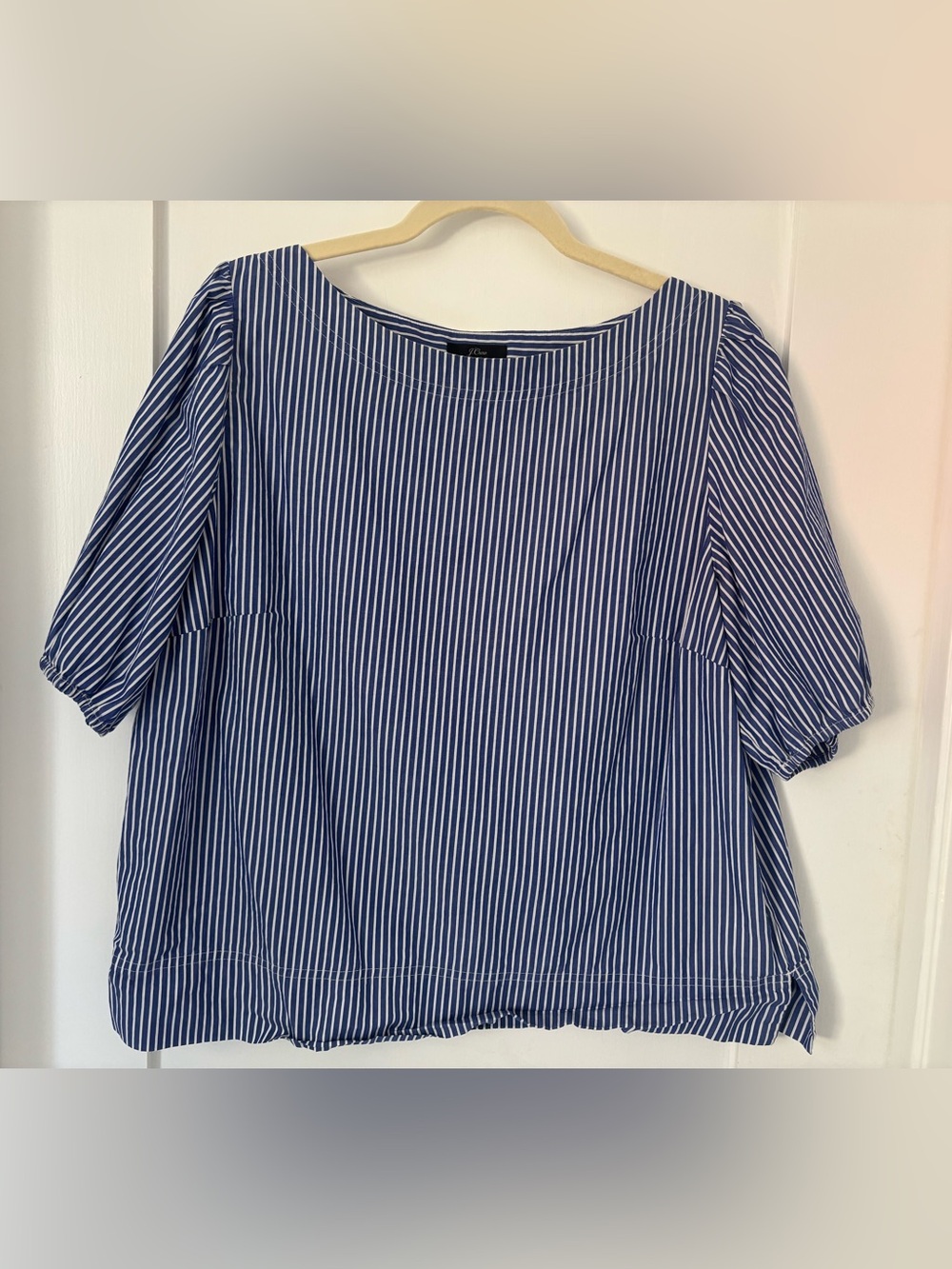 J. Crew Blue and White Striped Popover Top — Sz XL